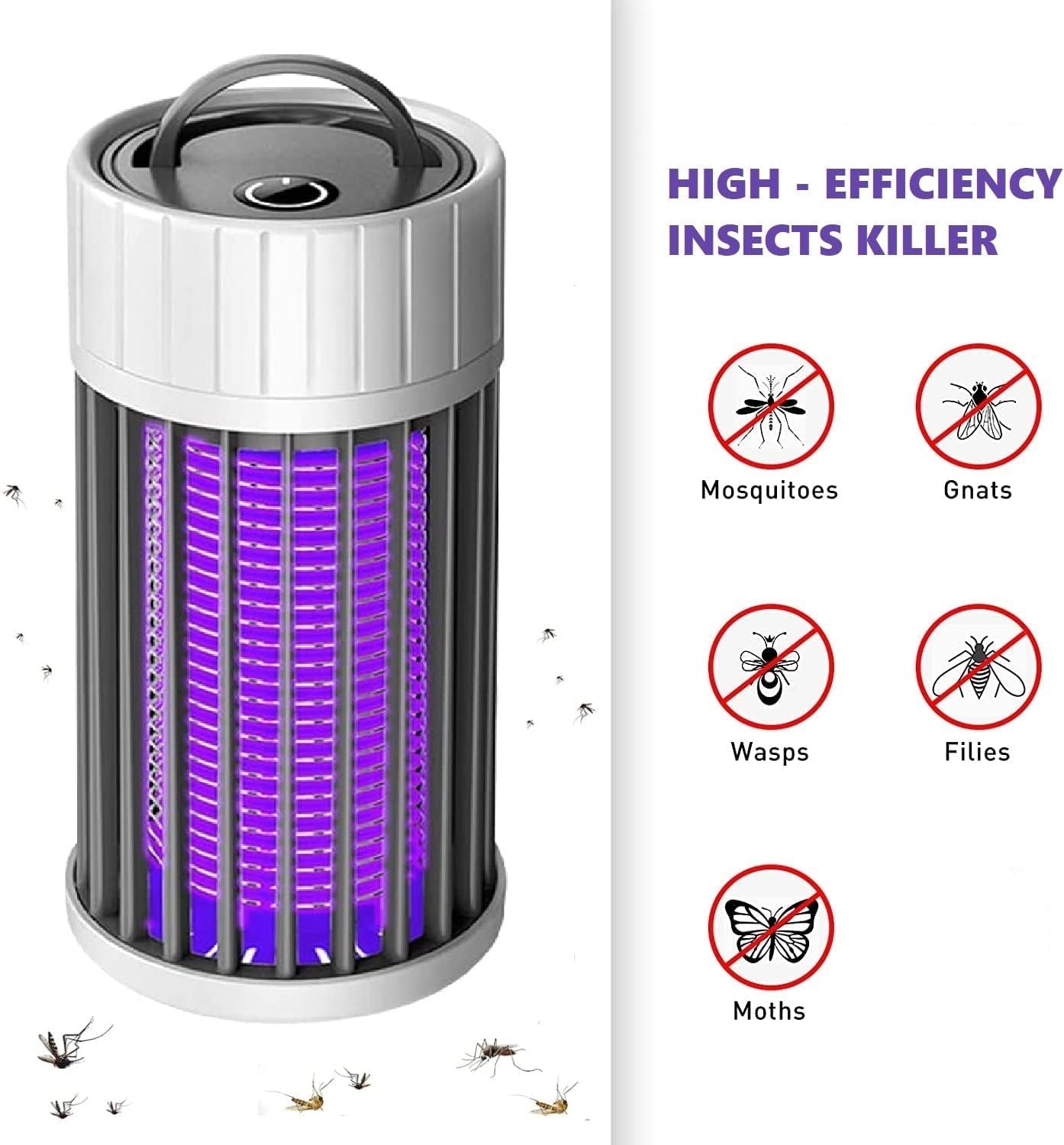 Mosquito Killer Lamp, USB Electronic Fly Killer Physical Bug Zapper Hanging Plug in Insect Trap Light Bug Zapper for Indoor Home Office Garden Plant Protection((Works When USB Is Connected)